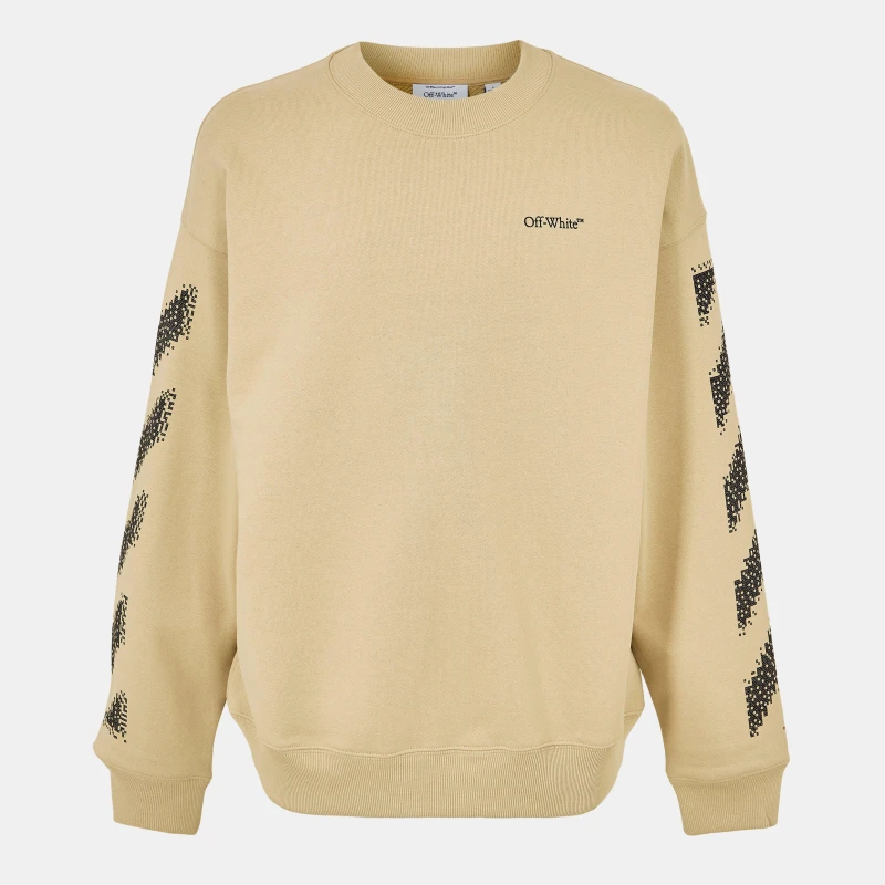 Image of Off White Mens Skate Relaxed Fit Crew Sweatshirt Brown/Black male XS