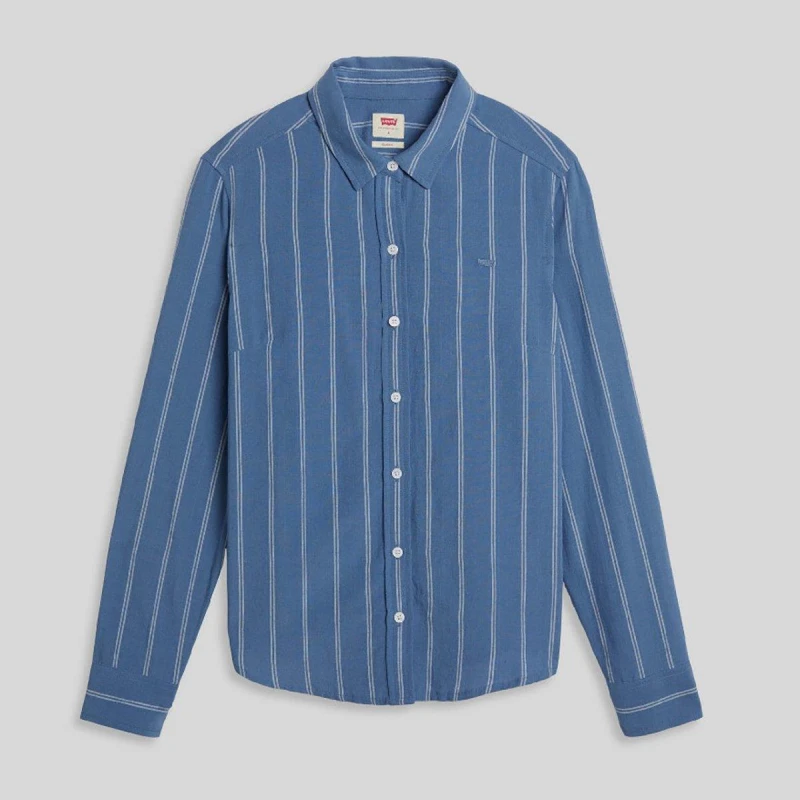 Image of Levis Womens Long Sleeve Oxford Shirt Shahi Stripe female 8 (XS)
