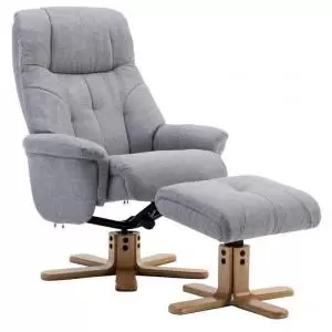 Image of Denver Recliner Light Grey Fabric with with Swivel Recline Function