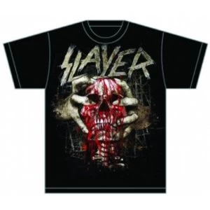 image of Slayer Skull Clench Mens T Shirt: Medium