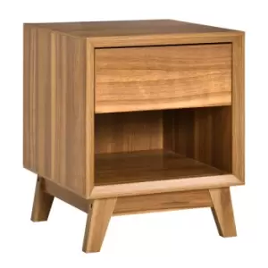 image of Homcom Box Shaped Side Table With Drawer And Shelf Wood Grain Effect