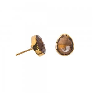 Juvi Designs Gold vermeil boho oval stud Brown