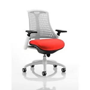 Image of Dynamic Synchro Tilt Task Operator Chair Height Adjustable Arms Flex Moonstone White Back, Tabasco Red Seat, White Frame Optional Headrest Medium Back