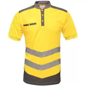 Image of Regatta Mens Tactical Hi Vis Polo Shirt (L) (Yellow/Grey) - Yellow/Grey