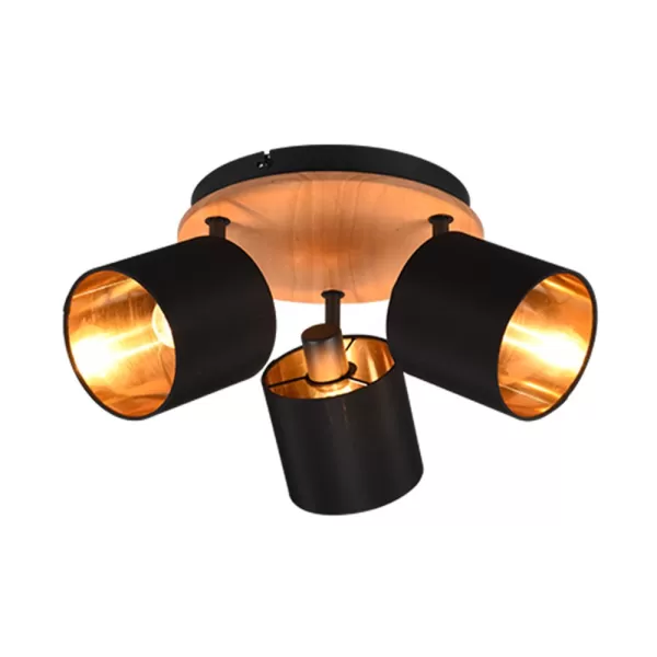 Image of Tommy Modern 3 Light Ceiling Spotlight Clusters Wood coloured