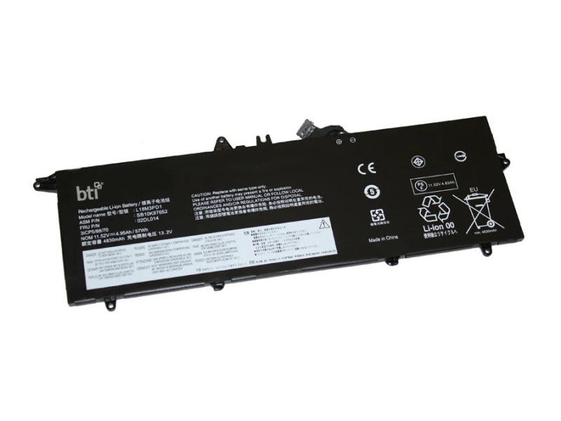 Image of BTI BTI Replacement 3 cell battery for ThinkPad T490s T14S T495S replacing OEM part numbers L18L3PD1 L18C3PD1 L18C3PD2 L18M3PD1 // 11.52V 57Wh L18L3PD