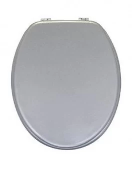 Image of Aqualona Silver Effect Mdf Toilet Seat