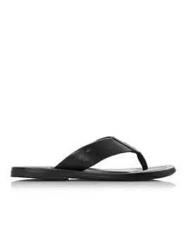 image of Dune London Dune Freds Leather Flip Flops, Black, Size 12, Men