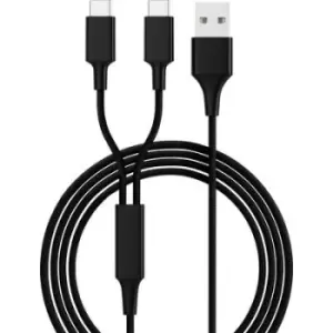 Image of Smrter USB charging cable USB 2.0 USB-A plug, USB-C plug 1.20 m Black SMRTER_HYDRA_DUO_C_BK