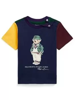 Image of Ralph Lauren Baby Colour Block Bear T-Shirt - French Navy, Size 12 Months