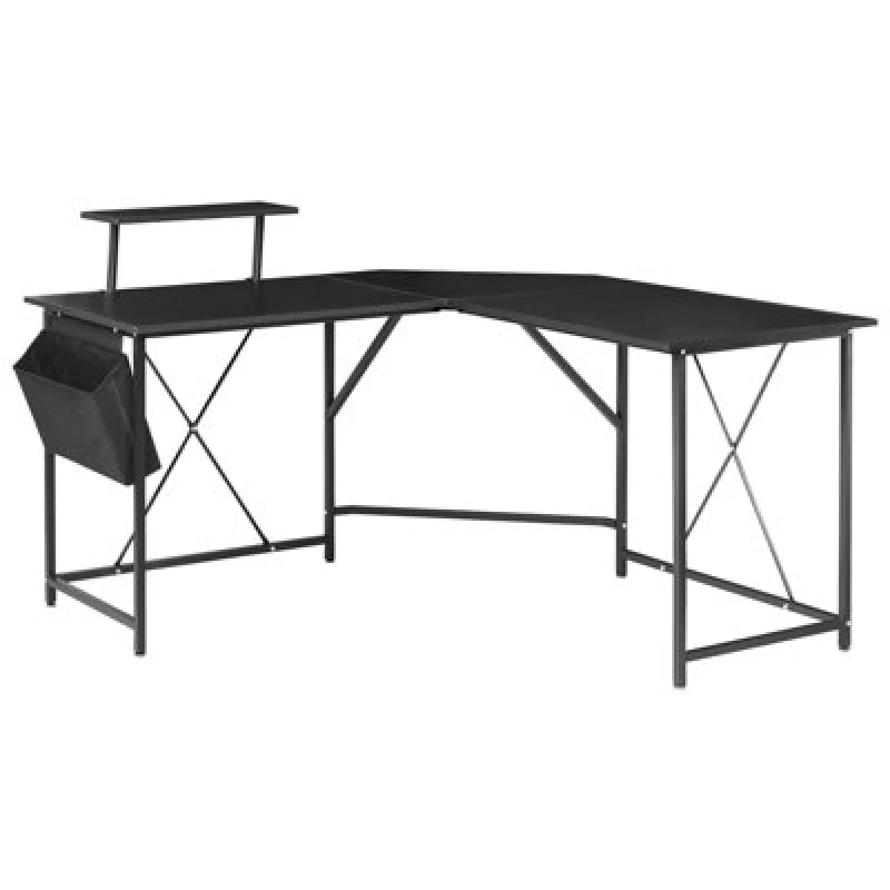 Image of Beliani Corner Desk Tacony Black 180 Cm 140 Cm With Storage
