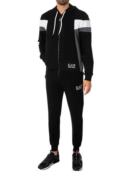 Image of EA7 Zip Through Hooded Tracksuit Black XXL