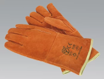 image of Sealey SSP151 Leather Welding Gauntlets Lined Heavy-Duty - Pair