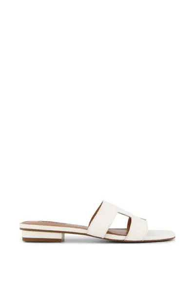 Dune London Wide Fit 'Loupe' Leather Sliders White