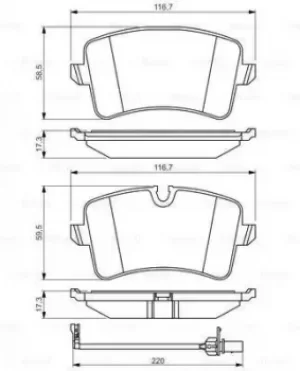 Image of Bosch 0986494488 BP1409 Brake Pad Set Disc Brake Rear Axle