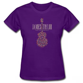 image of James Taylor - 2018 Tour Flower Guitar Ladies Small T-Shirt - Purple