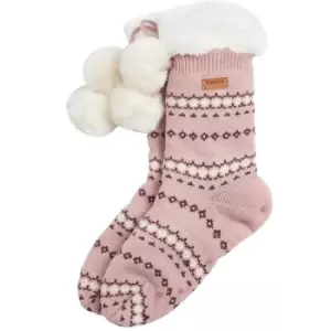 Image of Barbour Womens Fairisle Lounge Socks Chocolate Mix One Size