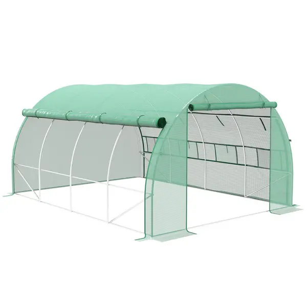 Image of Outsunny 4 x 3 x 2m Polytunnel Greenhouse Pollytunnel Tent with Steel Frame Green