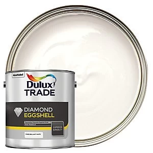 Image of Dulux Trade Diamond Eggshell Emulsion Paint - Pure Brilliant White 2.5L