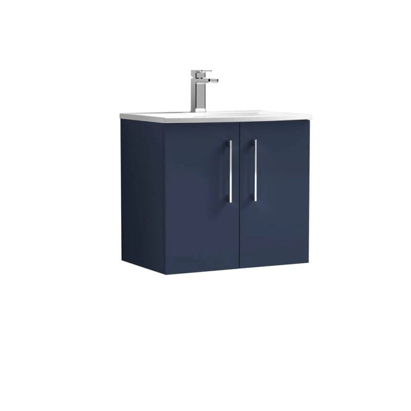 Image of Balterley Modern Bathroom Wall Hung 2-Door Vanity & Basin, Midnight Blue, 600mm in Blue Blue Unisex