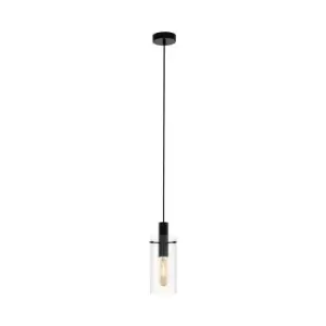 image of Pendant Ceiling Light Colour Black Shade Clear Glass Minimalist Bulb E27 1x60W