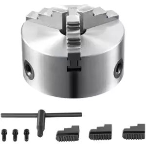 image of 3-Jaw Lathe Chuck, 6'', Self-Centering Lathe Chuck, 0.14- 6.3 in/3.5-160 mm Clamping Range with T-key Fixing Screws Reversible Jaws, for Lathe 3D