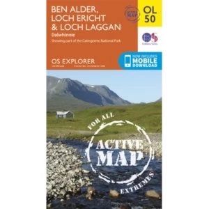 image of Ben Alder, Loch Ericht & Loch Laggan, Dalwhinnie by Ordnance Survey (Sheet map, folded, 2015)