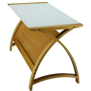 image of Judge Jual Helsinki Curve Oak/Glass Laptop Desk 900