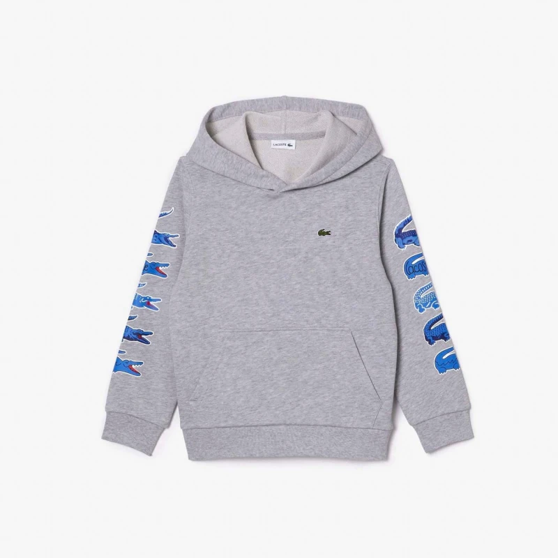 Image of Lacoste Contrast Crocodile Hoodie - Grey Grey 6