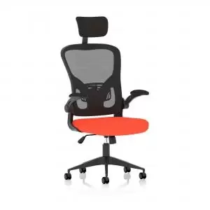 image of Ace Executive Bespoke Fabric Seat Tabasco Orange Mesh Chair With