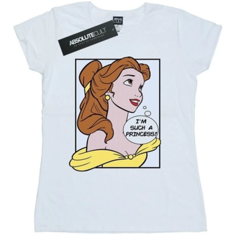 Image of Disney Princess Belle Pop Art Cotton T-Shirt White female