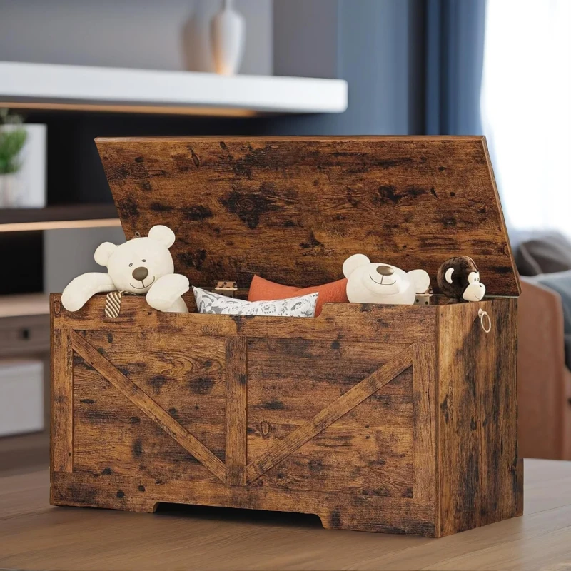 Image of Rafaelo Mobilia Storage Bench with Lid in Brown Brown Unisex