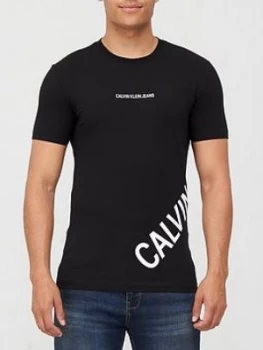 image of Calvin Klein Jeans Stretch Logo Fashion T-Shirt - Black, Size S, Men