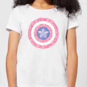 Image of Marvel Captain America Flower Shield Womens T-Shirt - White - 3XL