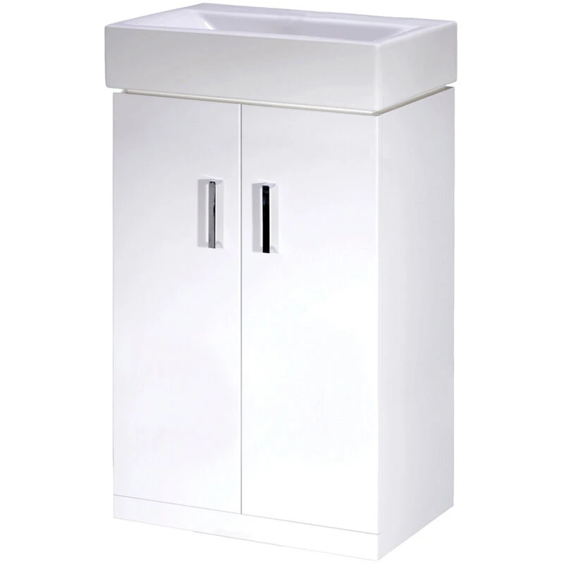 Image of Mayford 2 Door Vanity Unit with Basin Gloss White