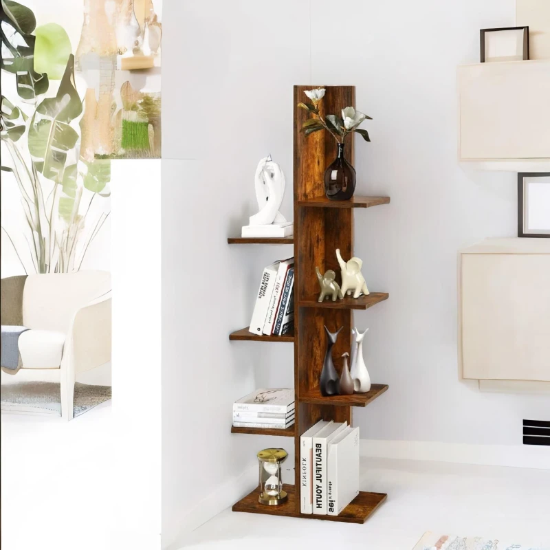 Image of Rafaelo Mobilia Industrial 8 Tier Free-Standing Tree Display Stand in Dark Brown Dark Brown Unisex