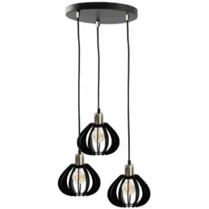 Image of Keter Gemma Cluster Pendant Ceiling Light Black, Gold, 32cm, 3x E27