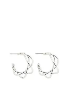 image of Mood SILVER PLATED OPEN TWIST HOOP EARRING, One Colour, Women