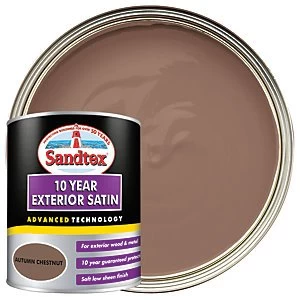 image of Sandtex 10 Year Exterior Satin Paint - Autumn Chestnut 750ml