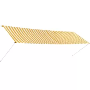 image of Retractable Awning 400x150cm Yellow and White Vidaxl Yellow