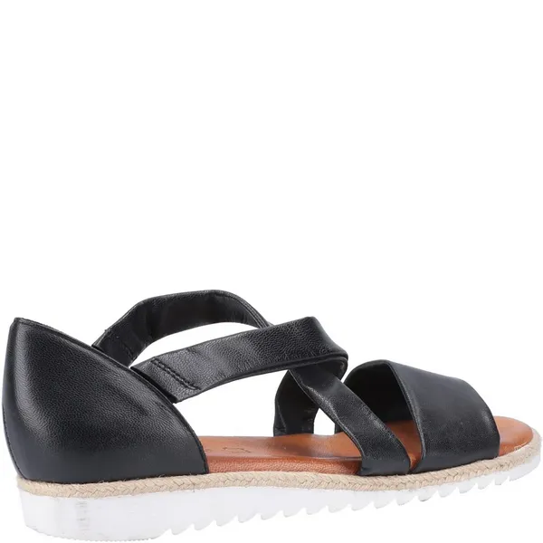 image of Hush Puppies Womens Gemma Leather Strappy Wedge Sandals - UK 8 Black female GDE2390BLK8