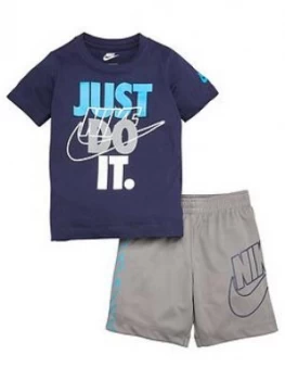 Image of Nike Sportswear Younger Boys Jdi Shorts Set - Navy Grey