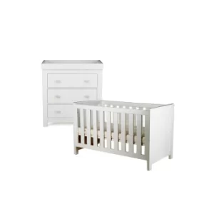 image of Aylesbury White 2 Piece Set Dresser and Cot Bed Furniture Set