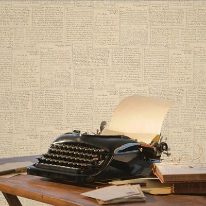 Image of Galerie Nostalgie Beige Family Letters Smooth Wallpaper