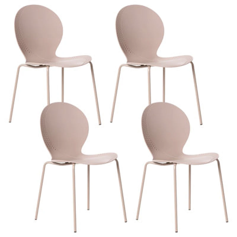 Image of Beliani Set Of 4 Garden Chairs Milos Stacking Beige