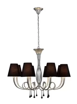 Image of Paola Ceiling Pendant 95cm Round, 8 x E14 (Max 40W), Silver Painting, Black Shades