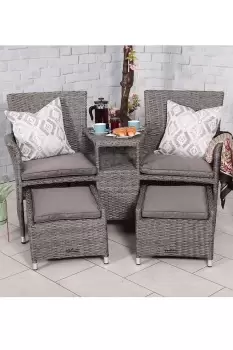 Image of Paris Fixed Companion Set with pull-out footstools incl. Weather Shield Cushions