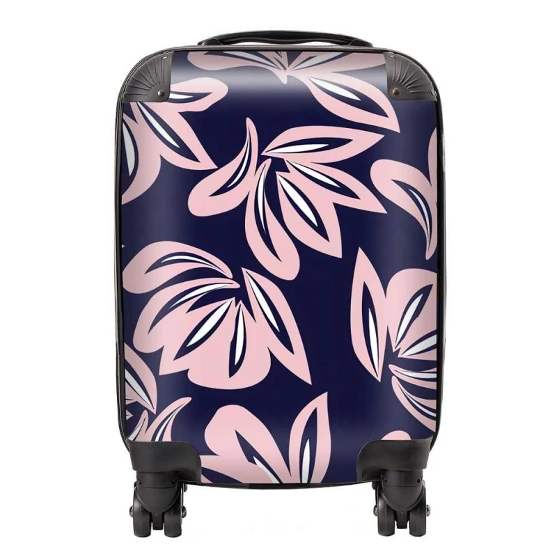 Image of Warren Reed - Designer Pink Navy Floral Botanical Pattern Suitcase Size: Small Pink Unisex Small