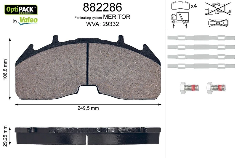 Image of Brake pad set VALEO 882286