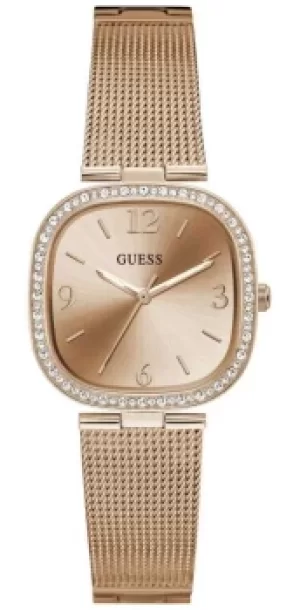 Guess TAPESTRY Womens Square Dial Rose Gold Stainless Steel Watch